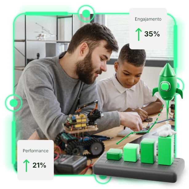 Estudantes de escola pública participando de oficina de cultura maker da Nexus Educa.